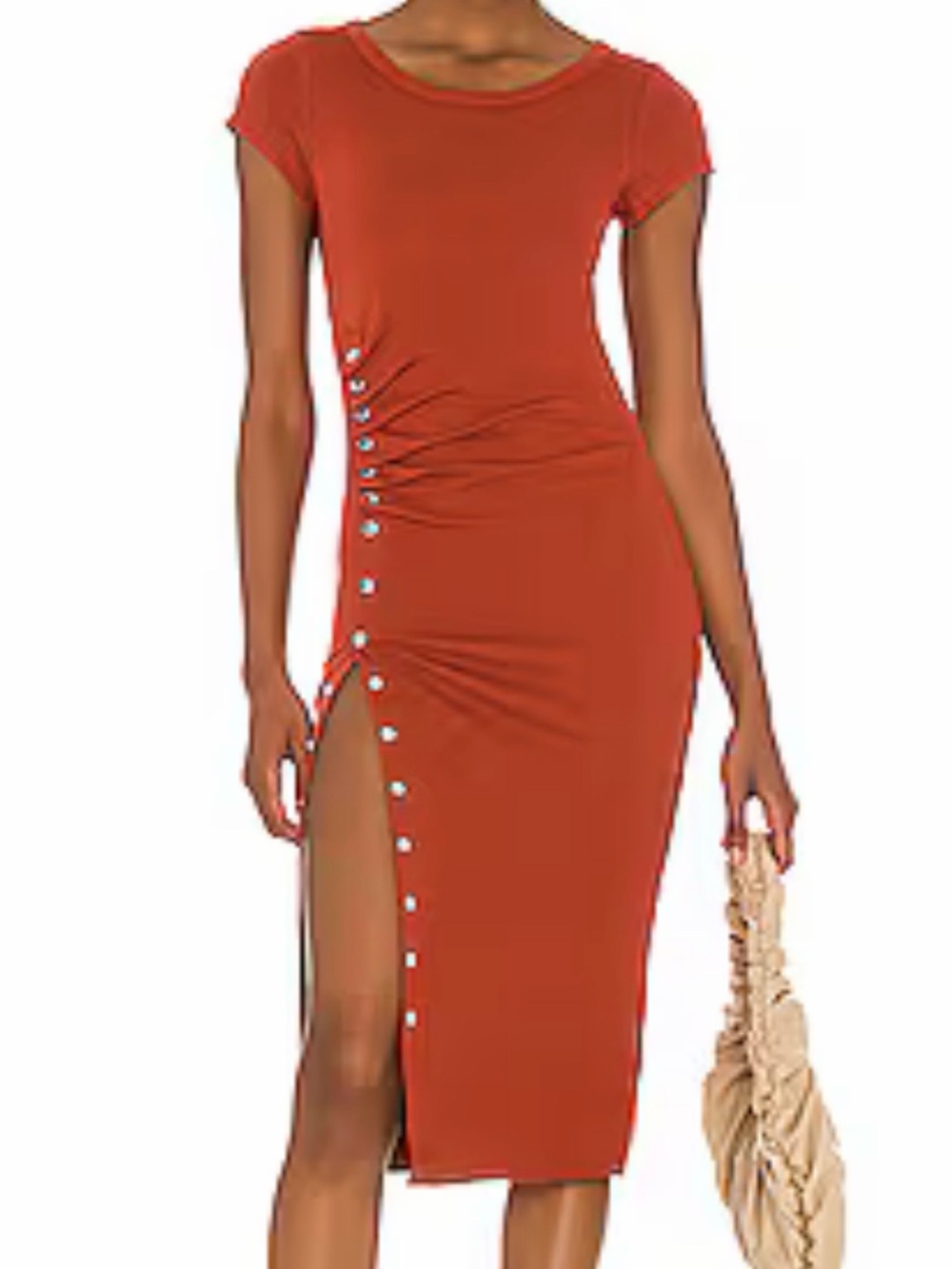 All Saints ,Women’s Rust Side-Slit Button-Detail Midi Dress, size 10 (fits 8-12)